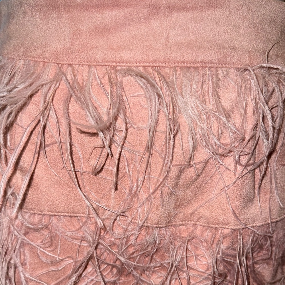 Suede Feathered Mini Skirt Blush - Picture 4 of 7